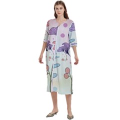 Flower Paint Flora Nature Plant Women s Cotton 3/4 Sleeve Nightgown by Maspions