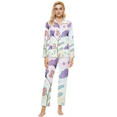 Flower Paint Flora Nature Plant Womens  Long Sleeve Velvet Pocket Pajamas Set