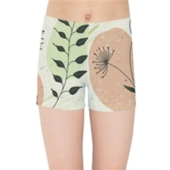 Flora Floral Flower Nature Plant Doodle Kids  Sports Shorts by Maspions