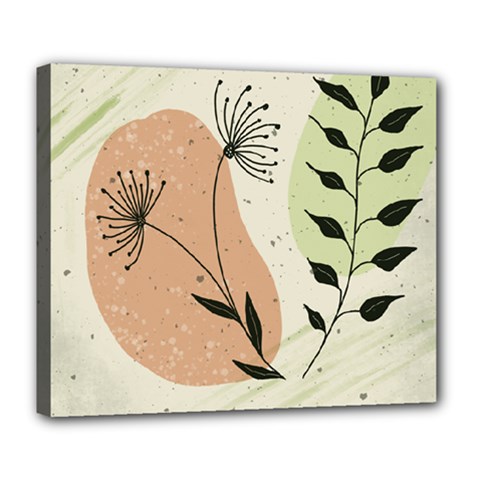 Flora Floral Flower Nature Plant Doodle Deluxe Canvas 24  X 20  (stretched)