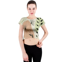 Flora Floral Flower Nature Plant Doodle Crew Neck Crop Top