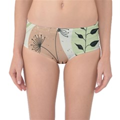 Flora Floral Flower Nature Plant Doodle Mid-waist Bikini Bottoms