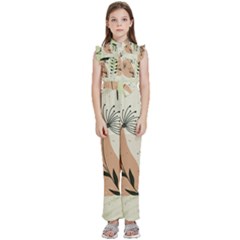 Flora Floral Flower Nature Plant Doodle Kids  Sleeveless Ruffle Edge Band Collar Chiffon One Piece by Maspions