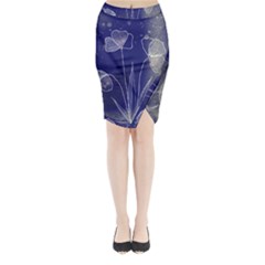 Flower Nature Abstract Art Midi Wrap Pencil Skirt