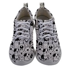 Seamless Pattern With Black White Doodle Dogs Women Athletic Shoes