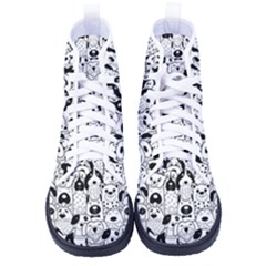 Seamless Pattern With Black White Doodle Dogs Men s High-top Canvas Sneakers by Grandong