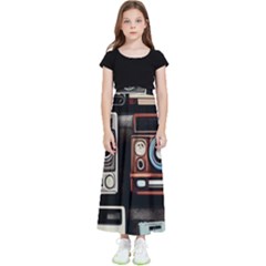 Retro Cameras Old Vintage Antique Technology Wallpaper Retrospective Kids  Flared Maxi Skirt by Grandong