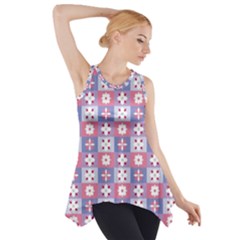 Flower Art Pattern Geometric Side Drop Tank Tunic by Maspions