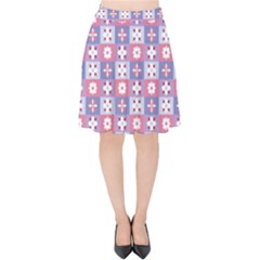 Flower Art Pattern Geometric Velvet High Waist Skirt