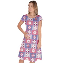 Flower Art Pattern Geometric Classic Short Sleeve Dress