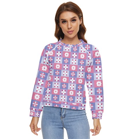 Flower Art Pattern Geometric Women s Long Sleeve Raglan T-shirt by Maspions