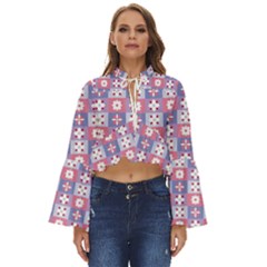 Flower Art Pattern Geometric Boho Long Bell Sleeve Top