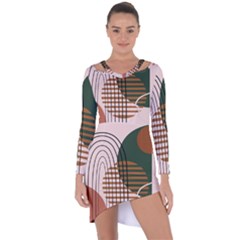 Line Forms Art Drawing Background Asymmetric Cut-out Shift Dress