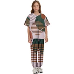 Line Forms Art Drawing Background Kids  T-shirt And Pants Sports Set by Maspions