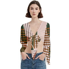Line Forms Art Drawing Background Trumpet Sleeve Cropped Top