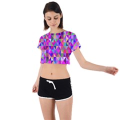 Floor Colorful Triangle Tie Back Short Sleeve Crop T-shirt