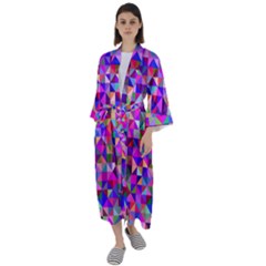 Floor Colorful Triangle Maxi Satin Kimono by Maspions