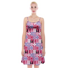 Scandinavian Abstract Pattern Spaghetti Strap Velvet Dress