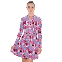 Scandinavian Abstract Pattern Long Sleeve Panel Dress