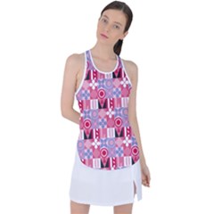 Scandinavian Abstract Pattern Racer Back Mesh Tank Top