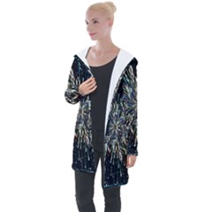 Ice Crystal Background Shape Frost Longline Hooded Cardigan