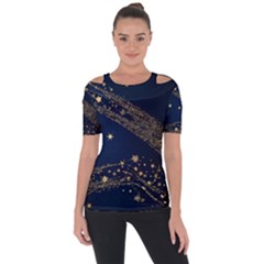 Starsstar Glitter Shoulder Cut Out Short Sleeve Top