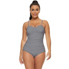 Abstract Diagonal Stripe Pattern Seamless Retro Full Coverage Swimsuit