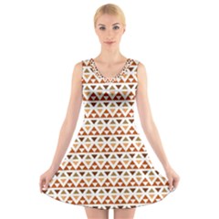 Geometric Tribal Pattern Design V-neck Sleeveless Dress