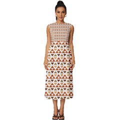 Geometric Tribal Pattern Design Sleeveless Round Neck Midi Dress