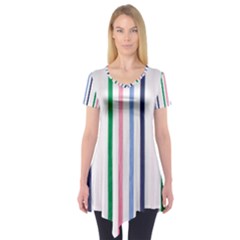 Stripes Pattern Abstract Retro Vintage Short Sleeve Tunic 