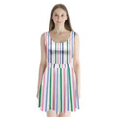 Stripes Pattern Abstract Retro Vintage Split Back Mini Dress 