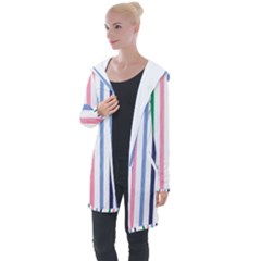 Stripes Pattern Abstract Retro Vintage Longline Hooded Cardigan by Maspions