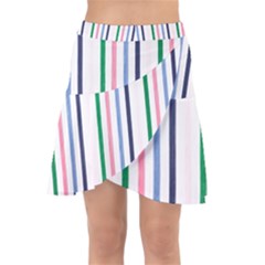 Stripes Pattern Abstract Retro Vintage Wrap Front Skirt by Maspions