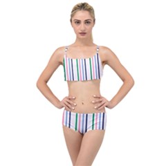 Stripes Pattern Abstract Retro Vintage Layered Top Bikini Set