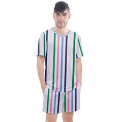 Stripes Pattern Abstract Retro Vintage Men s Mesh T-shirt And Shorts Set