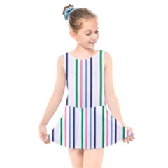 Stripes Pattern Abstract Retro Vintage Kids  Skater Dress Swimsuit by Maspions