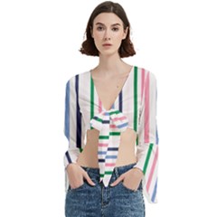 Stripes Pattern Abstract Retro Vintage Trumpet Sleeve Cropped Top