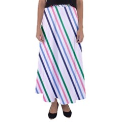 Retro Vintage Stripe Pattern Abstract Flared Maxi Skirt by Maspions