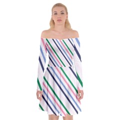 Retro Vintage Stripe Pattern Abstract Off Shoulder Skater Dress