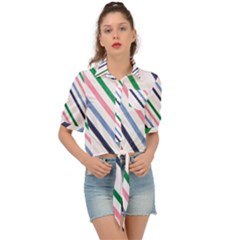 Retro Vintage Stripe Pattern Abstract Tie Front Shirt 