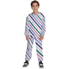 Retro Vintage Stripe Pattern Abstract Kids  Sweatshirt Set by Maspions