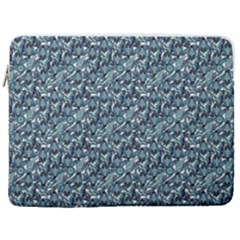Blue Paisley 17  Vertical Laptop Sleeve Case With Pocket
