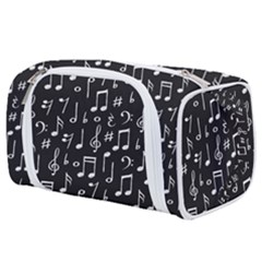 Chalk Music Notes Signs Seamless Pattern Toiletries Pouch