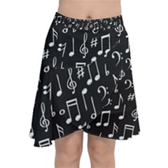 Chalk Music Notes Signs Seamless Pattern Chiffon Wrap Front Skirt