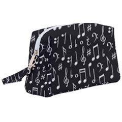 Chalk Music Notes Signs Seamless Pattern Wristlet Pouch Bag (large) by Ravend