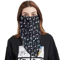 Chalk Music Notes Signs Seamless Pattern Face Covering Bandana (triangle)