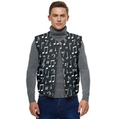Chalk Music Notes Signs Seamless Pattern Men s Button Up Puffer Vest	
