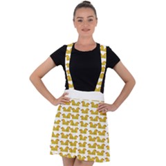 Little Bird Motif Pattern Wb Velvet Suspender Skater Skirt