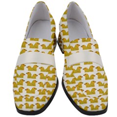 Little Bird Motif Pattern Wb Women s Chunky Heel Loafers