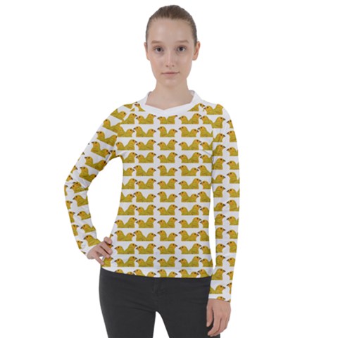 Little Bird Motif Pattern Wb Women s Pique Long Sleeve T-shirt by dflcprintsclothing